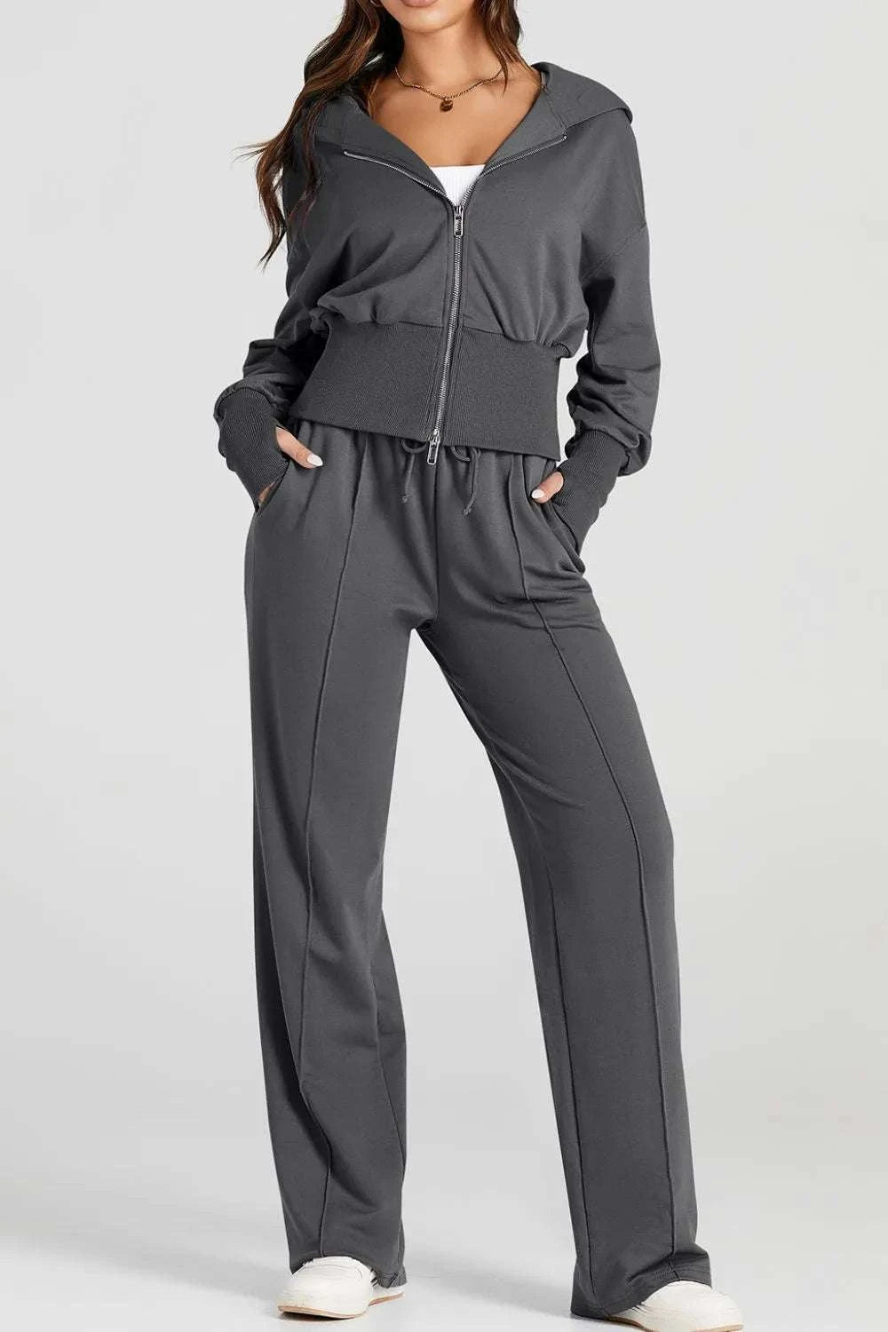 Zip-Up Hoodie and Pants Active Set WESTCLOSET