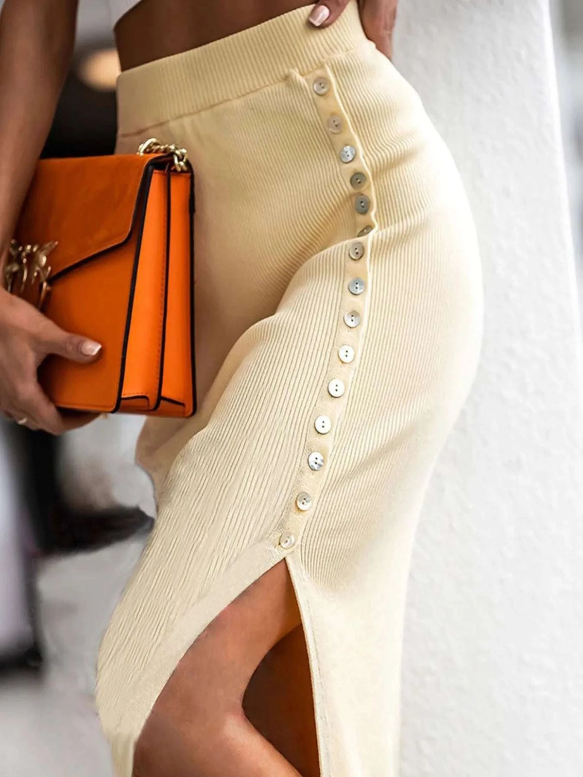 Slit Elastic Waist Skirt WESTCLOSET