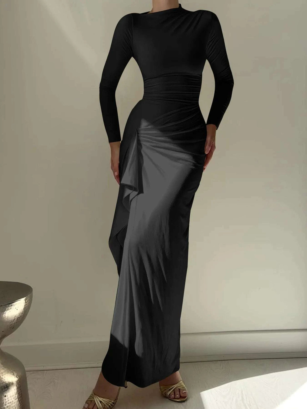 Ruched Long Sleeve Maxi Dress WESTCLOSET