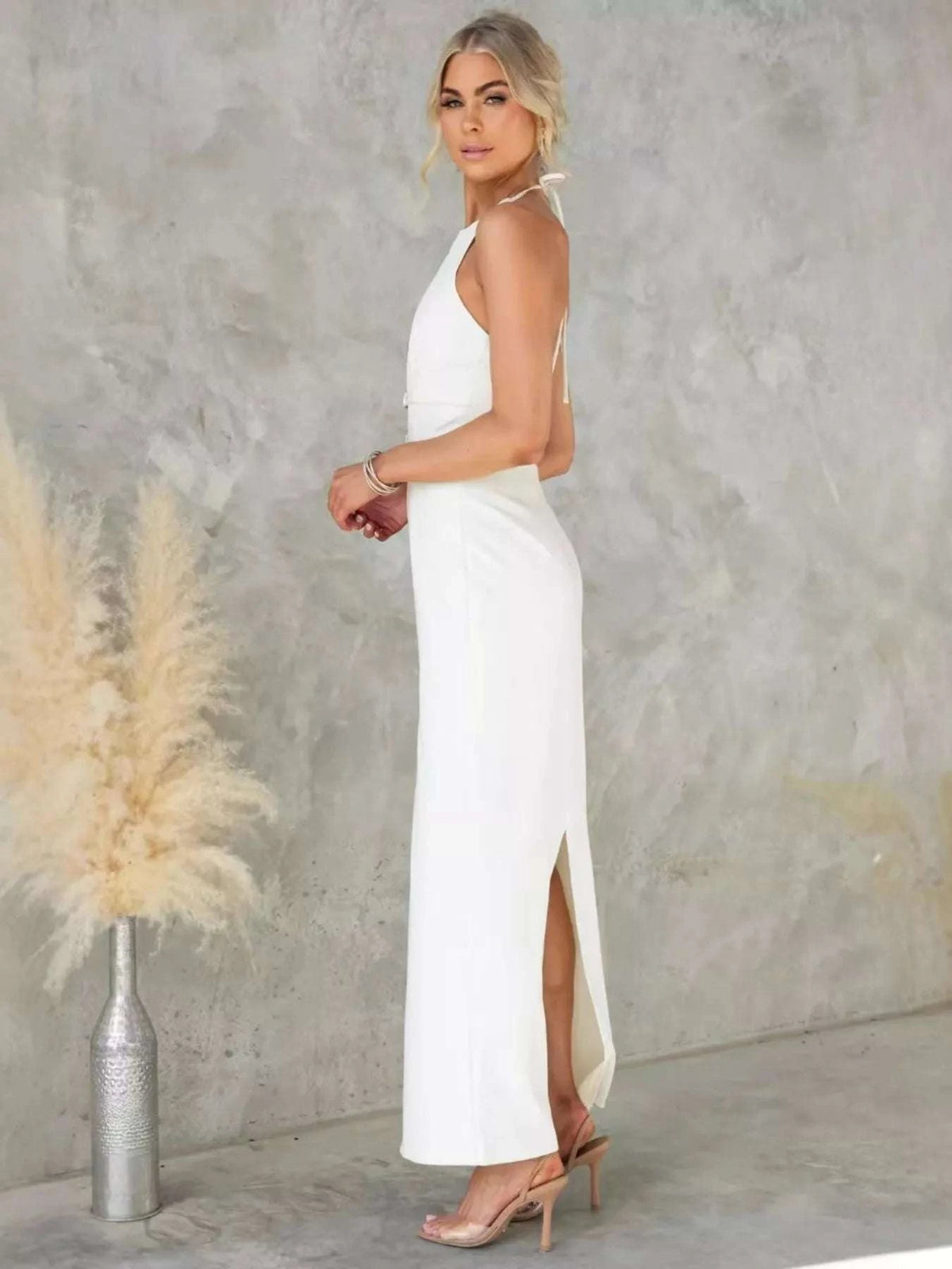 Slit Back Halter Neck Maxi Dress WESTCLOSET