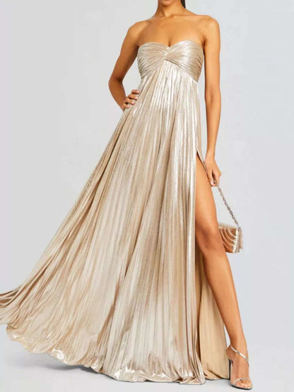 Split Sweetheart Neck Tube Maxi Dress WESTCLOSET