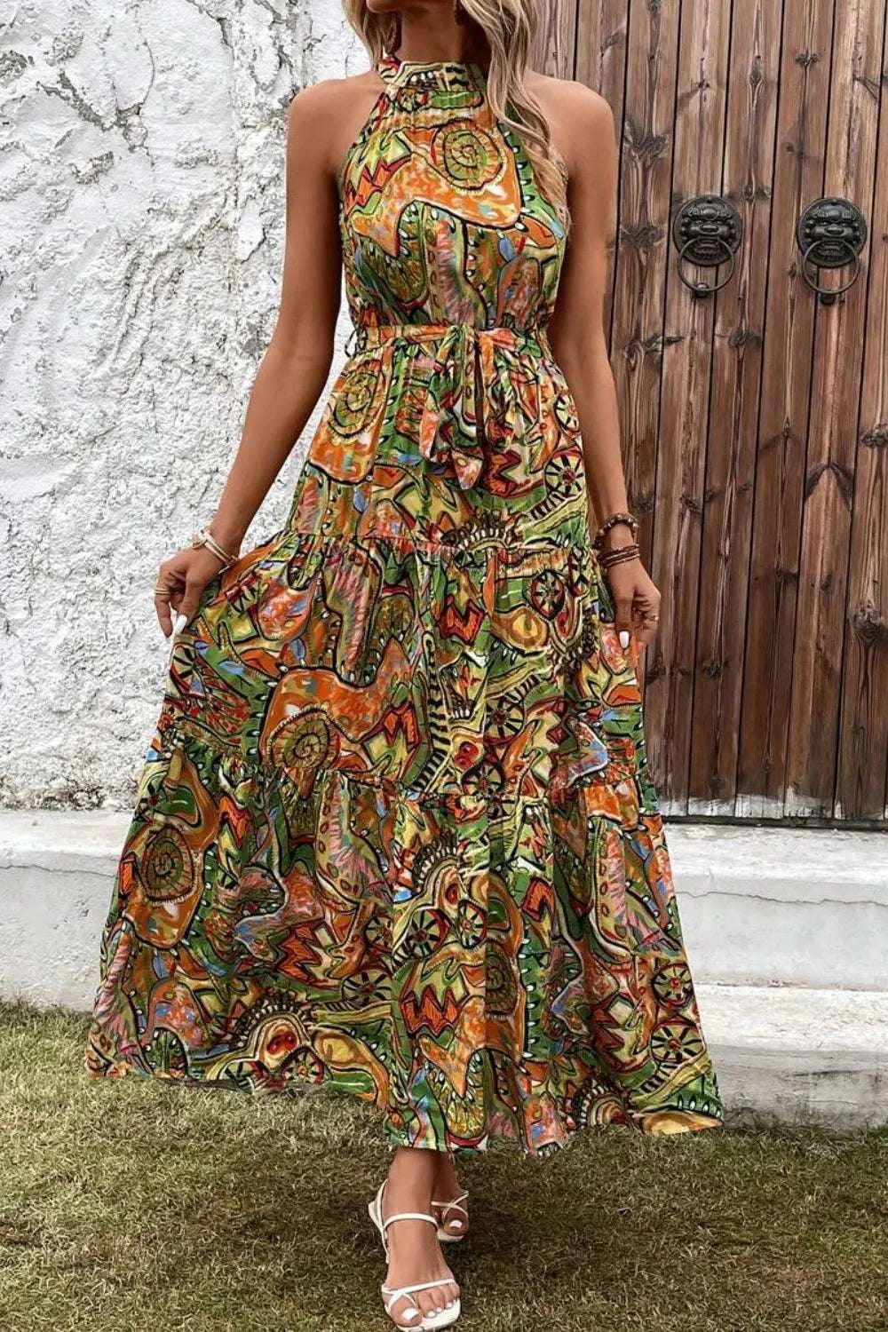 Tied Floral Sleeveless Dress WESTCLOSET