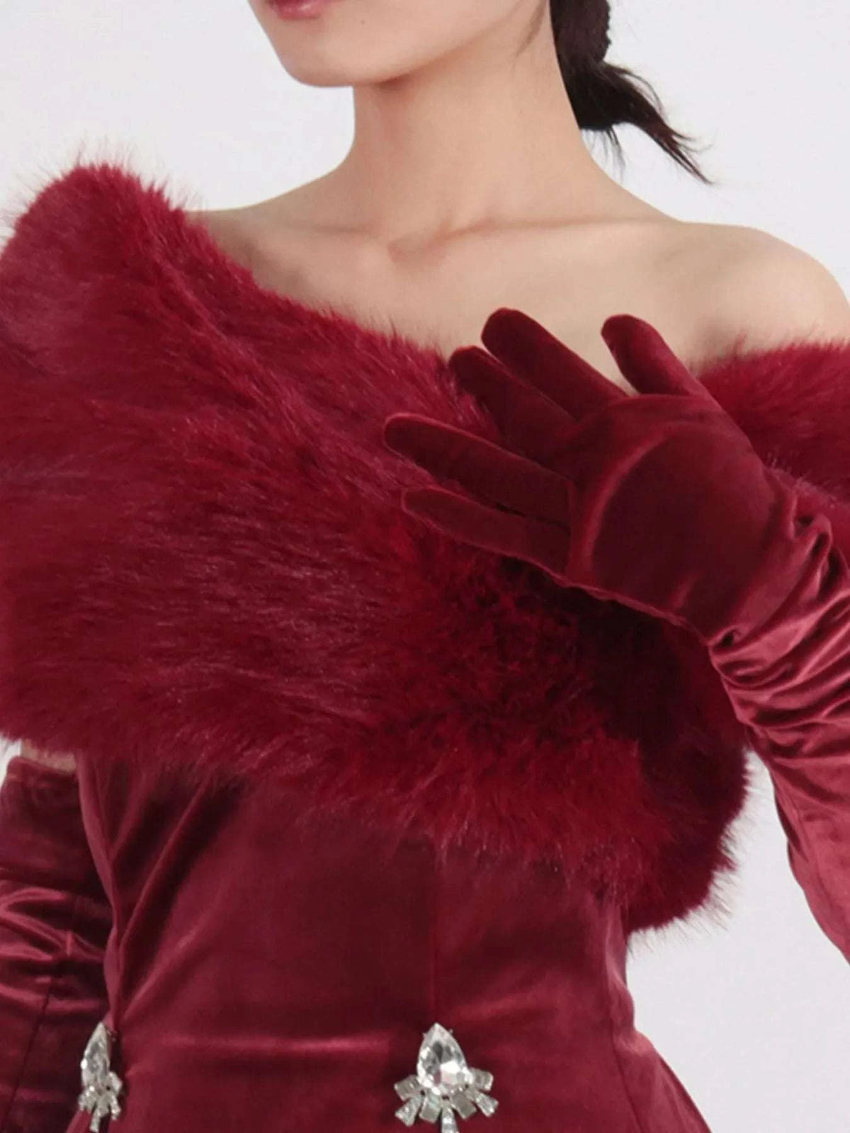 Fuzzy Off Shoulder Mini Dress WESTCLOSET