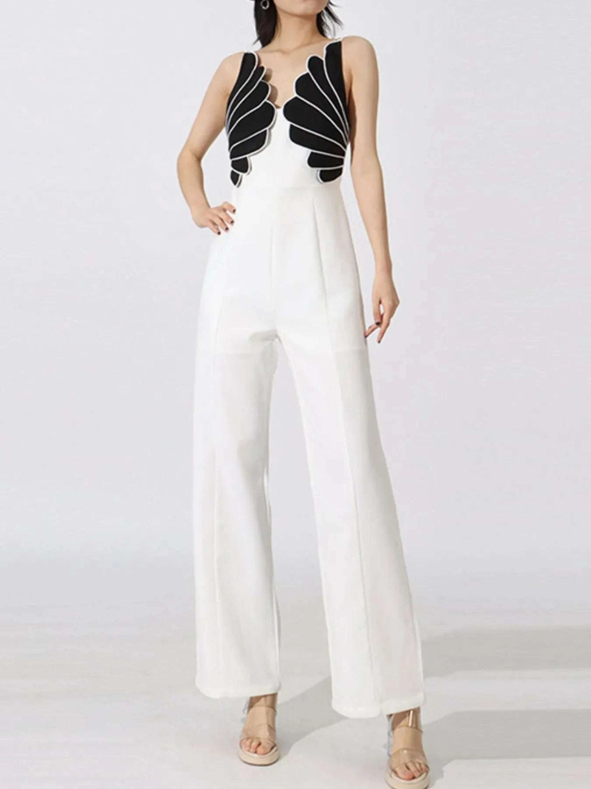 Contrast Sleeveless Wide-Leg Jumpsuit WESTCLOSET