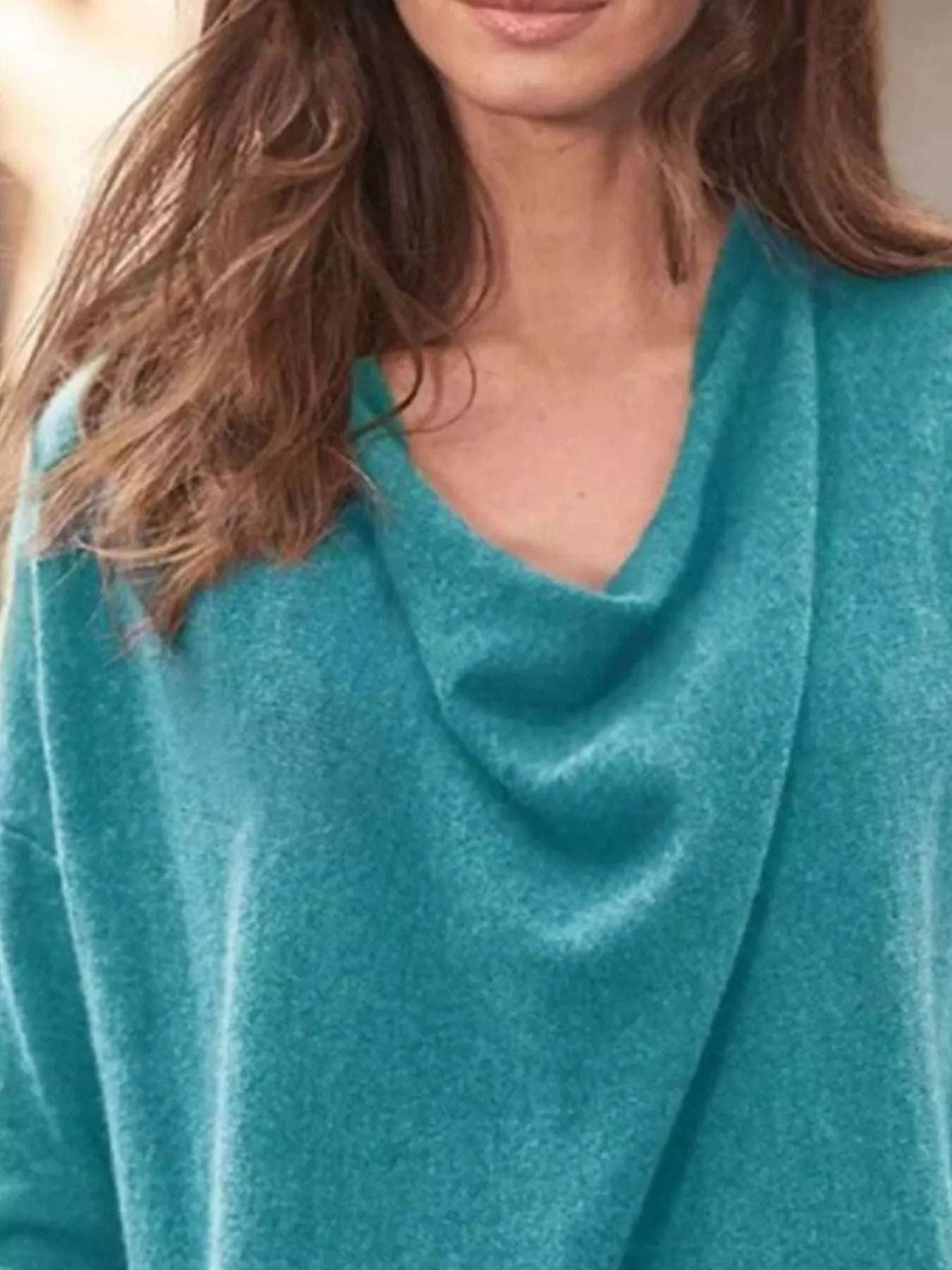 Full Size Cowl Neck Long Sleeve Top Plus Size WESTCLOSET
