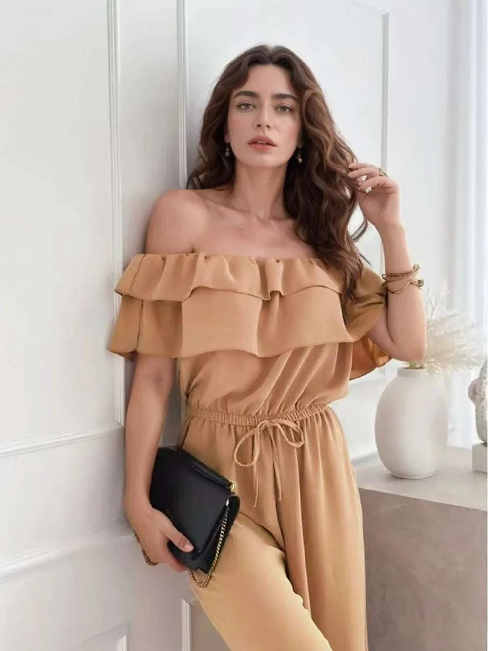 Ruffled Off-Shoulder Wide Leg Jumpsuit WESTCLOSET