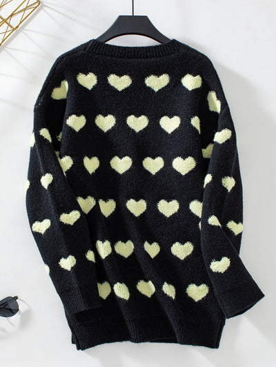 WestCloset Heart V-Neck Button Up Long Sleeve Cardigan 