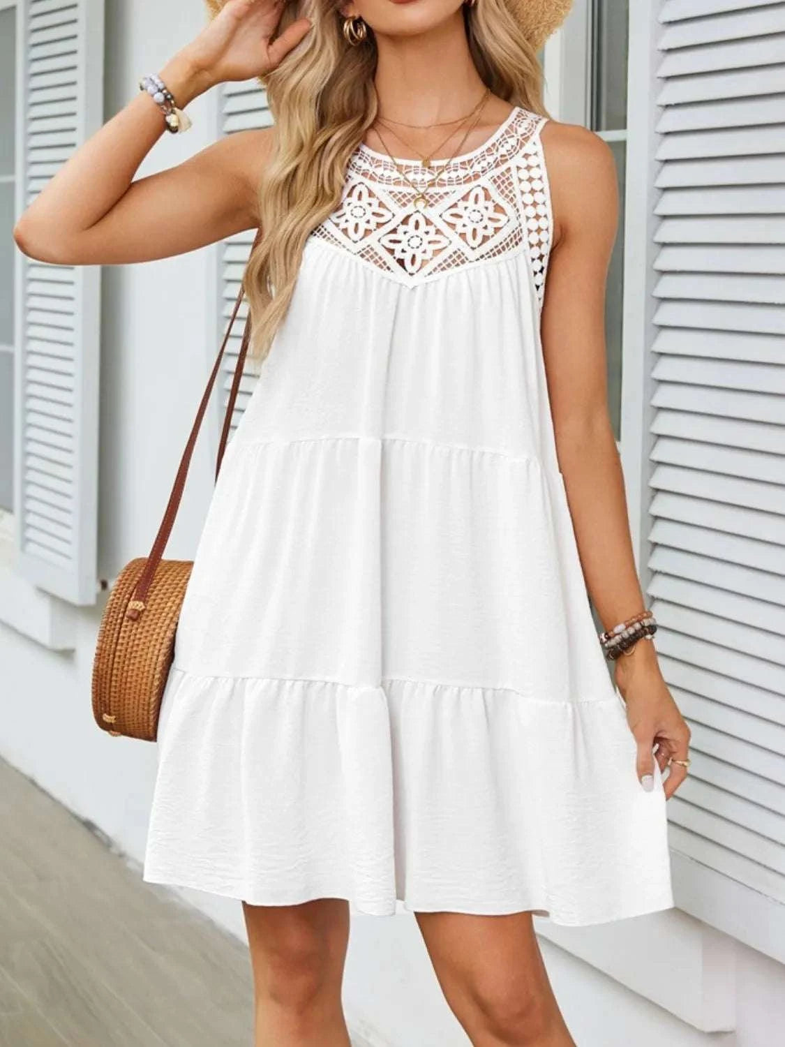 Ruffled Hem Lace Sleeveless Dress WESTCLOSET
