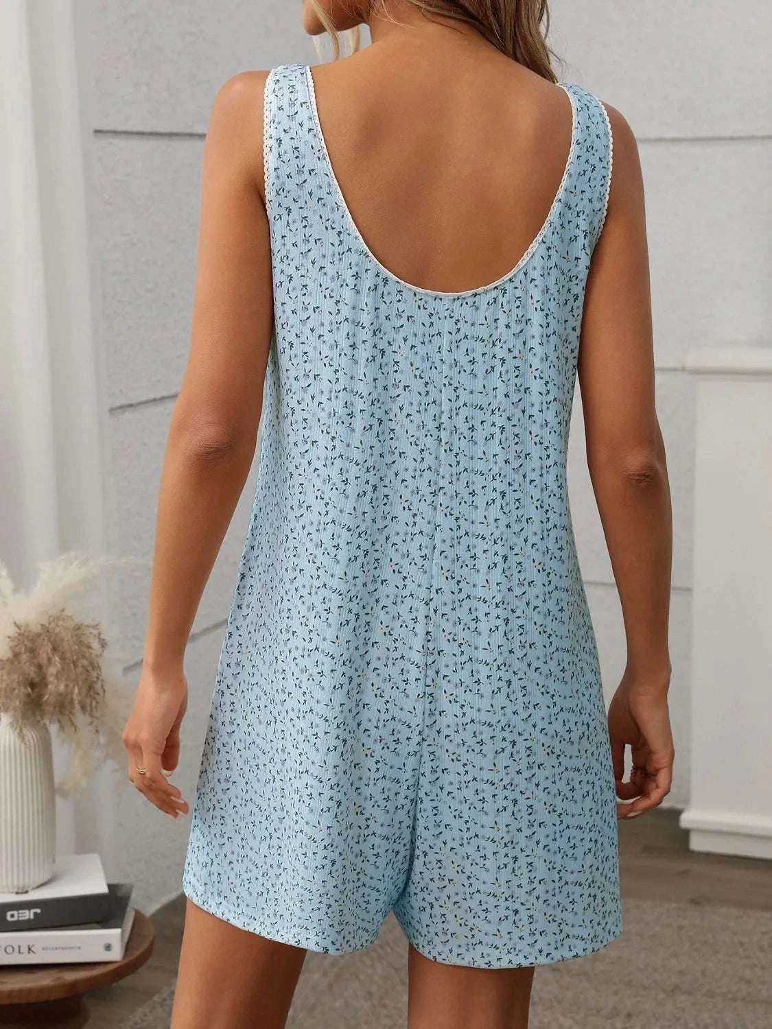 Tied Front Printed Wide Strap Romper WESTCLOSET