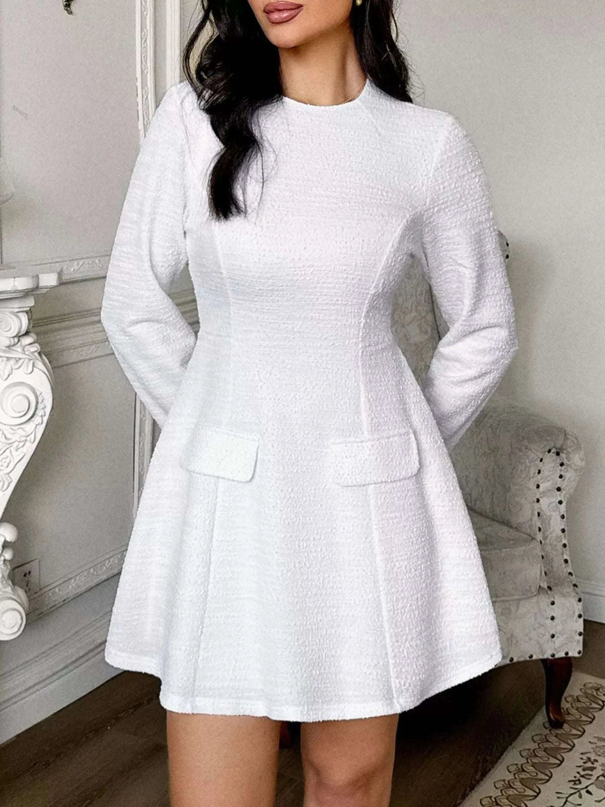 Cutout Back Long Sleeve Mini Dress WESTCLOSET