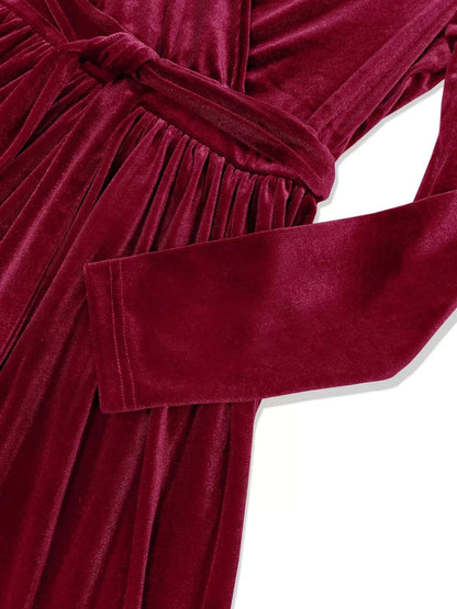 Velvet Wrap Surplice Maxi Dress WESTCLOSET