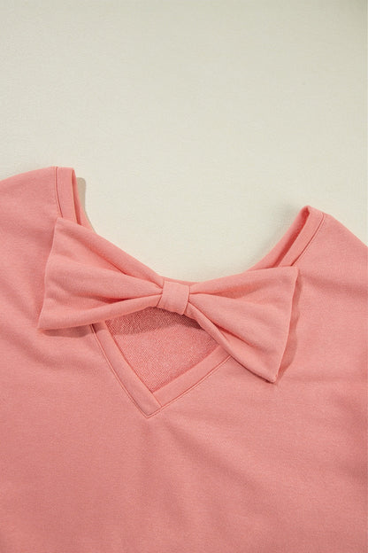 WestCloset Bow Round Neck Long Sleeve Sweatshirt 