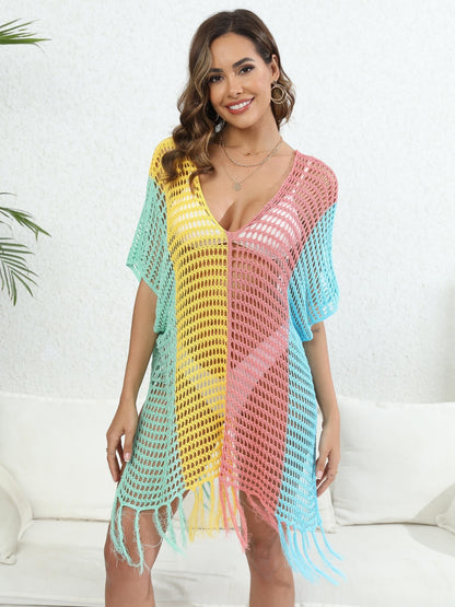 Fringe detailed women beachwear cover up