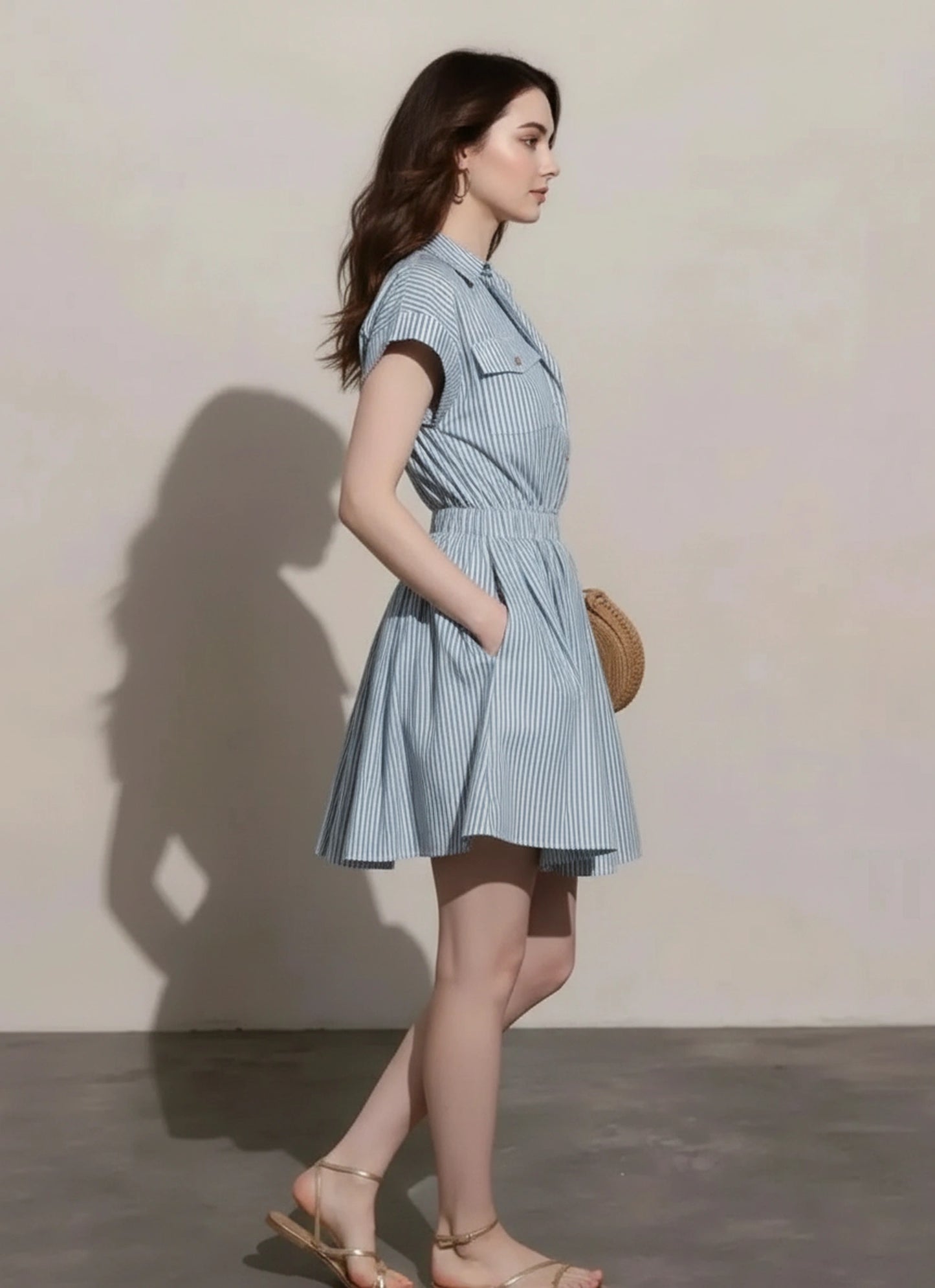 Lightweight mini shirt dress for women daily wear