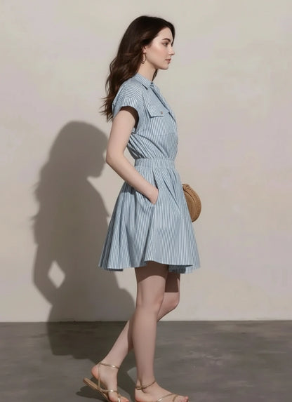 Lightweight mini shirt dress for women daily wear