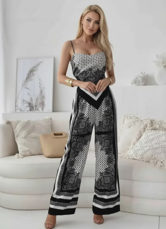 Tie back cami top with matching printed pants women