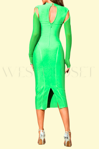 cutout slit back green dress